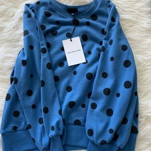 Blue and black polka dot sweater
